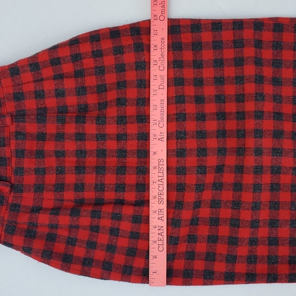 Vintage Red & Dark Gray Checked Buffalo Plaid Pencil Long Skirt - Picture 12 of 13